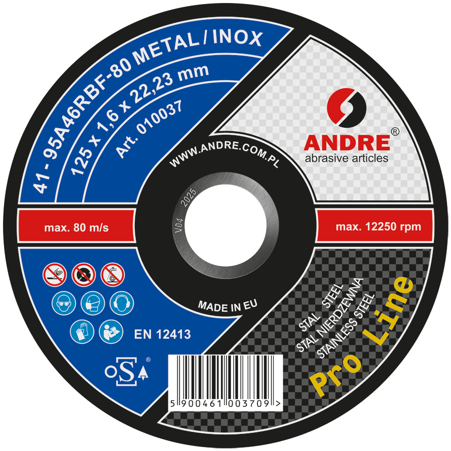 Lõikeketas metallile T41-125X1X22,2 95A 54R BF-80 METAL/INOX ANDRE PRO LINE