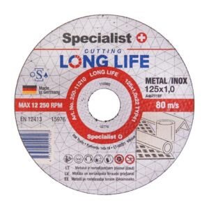 Lõikeketas 125x1x22 mm, metallile/inox LONG LIFE.