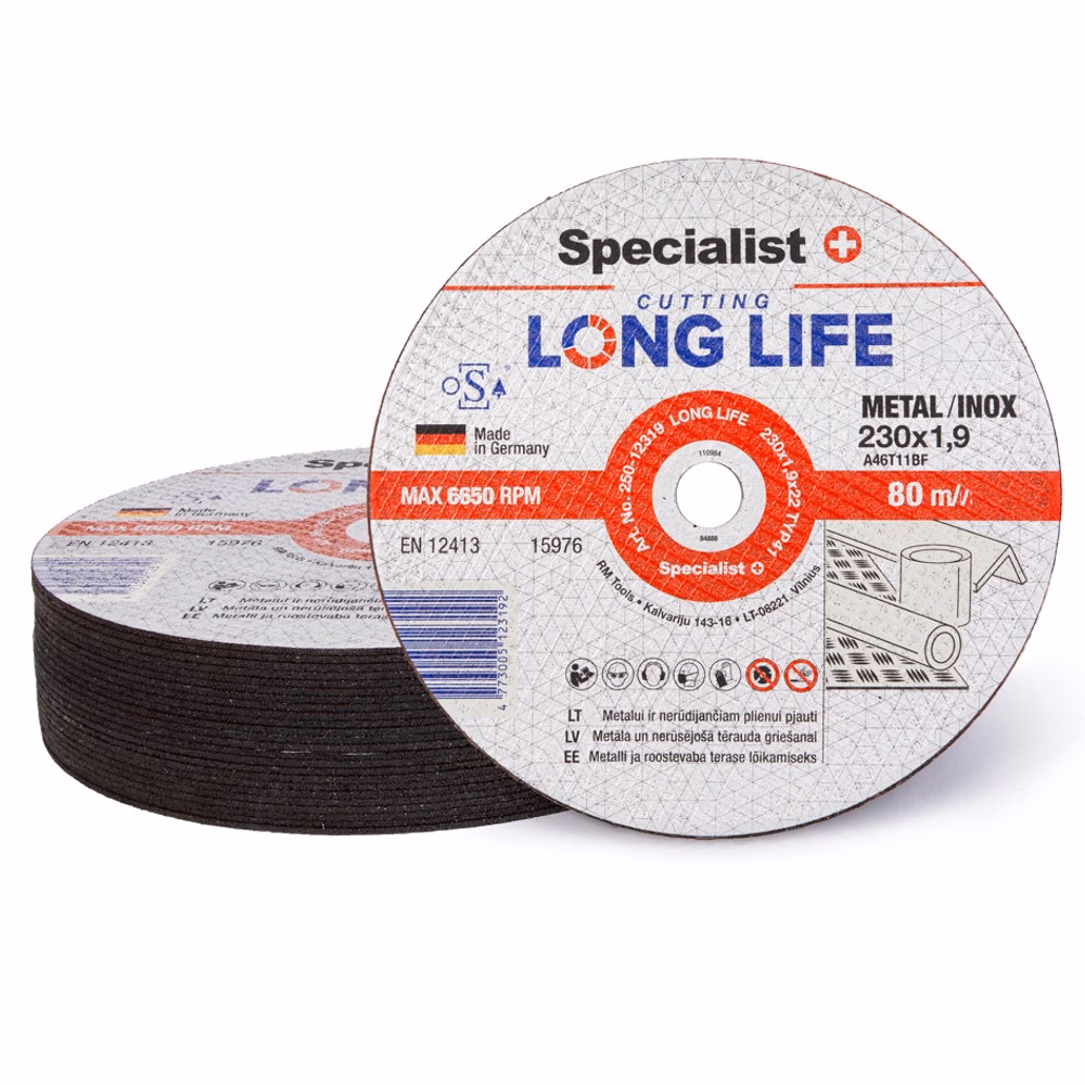 Lõikeketas 230x1,9x22 mm, metallile/inox.LONG LIFE. - Pilt 4