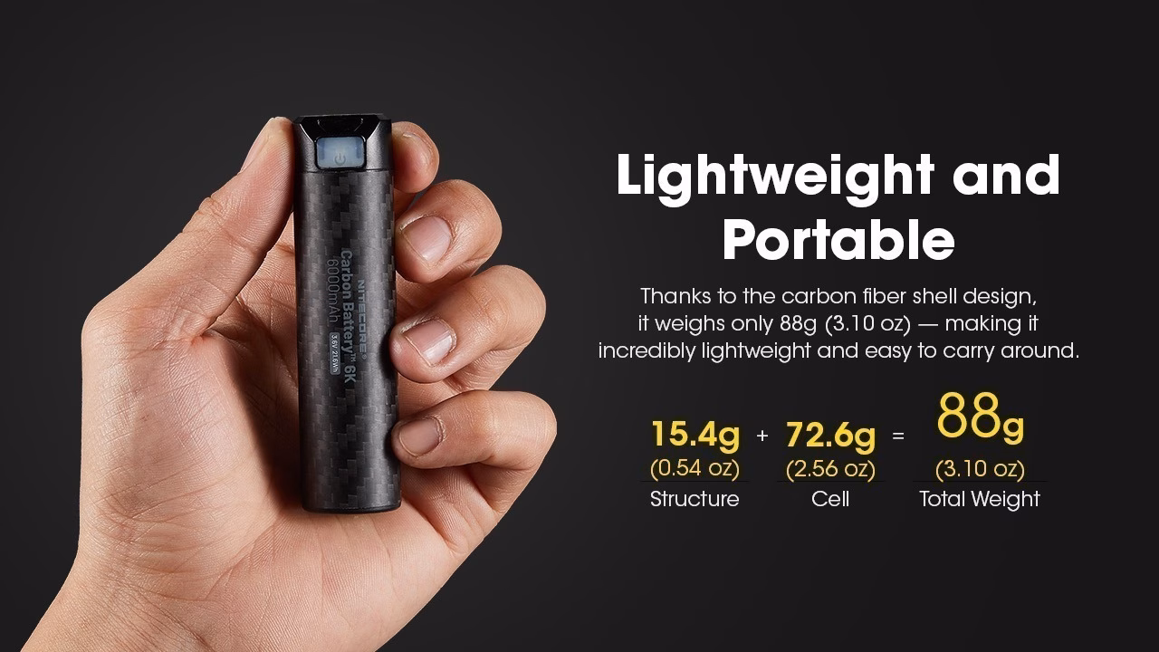Nitecore Carbon Battery 6K ,USB-C 6000mAh akupank. - Pilt 5