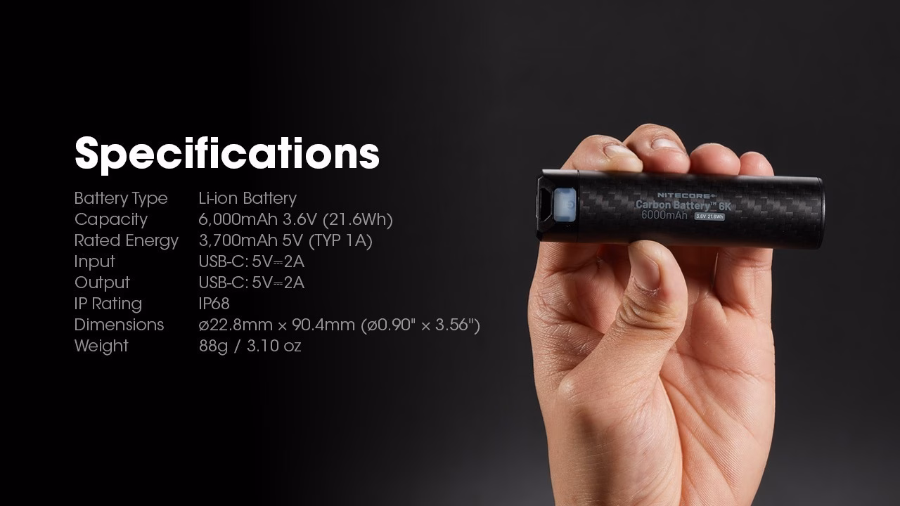 Nitecore Carbon Battery 6K ,USB-C 6000mAh akupank. - Pilt 16