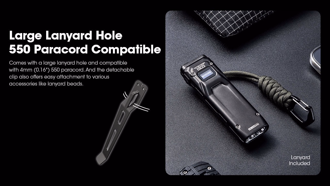 Taskulamp Nitecore EDC23 2500lm, valgusvihk max 230 meetrit. USB-C laetav, eriti õhuke. - Pilt 18