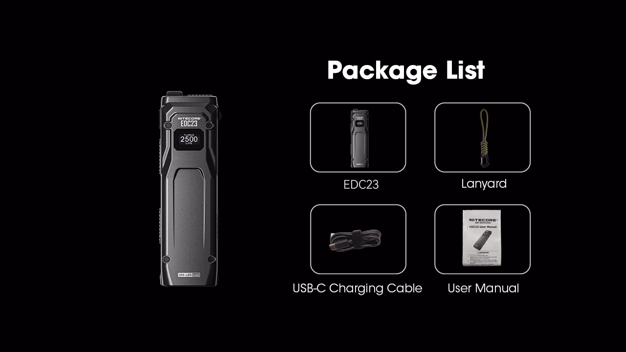 Taskulamp Nitecore EDC23 2500lm, valgusvihk max 230 meetrit. USB-C laetav, eriti õhuke. - Pilt 22