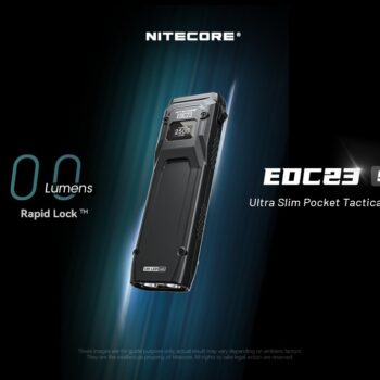 Taskulamp Nitecore EDC23 2500lm, valgusvihk max 230 meetrit. USB-C laetav, eriti õhuke.