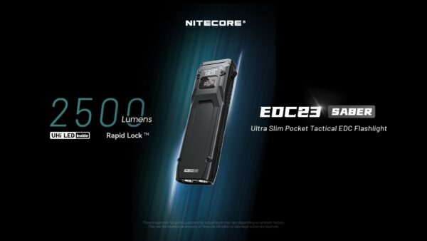 Taskulamp Nitecore EDC23 2500lm, valgusvihk max 230 meetrit. USB-C laetav, eriti õhuke. - Image 3