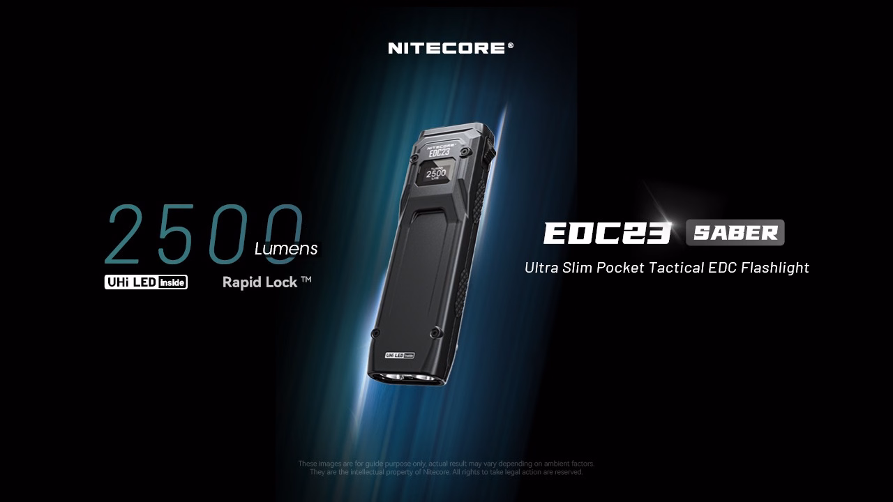 Taskulamp Nitecore EDC23 2500lm, valgusvihk max 230 meetrit. USB-C laetav, eriti õhuke. - Pilt 3