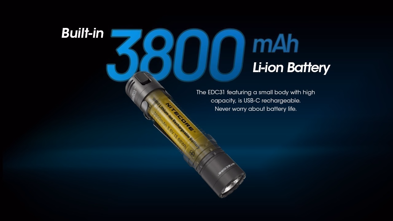 Taskulamp Nitecore EDC31 3500lm, valgusvihu ulatus kuni 380m. USB-C laetav. - Pilt 15