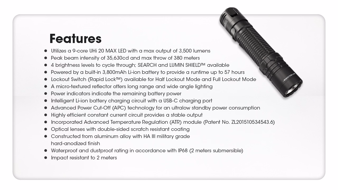 Taskulamp Nitecore EDC31 3500lm, valgusvihu ulatus kuni 380m. USB-C laetav. - Pilt 23