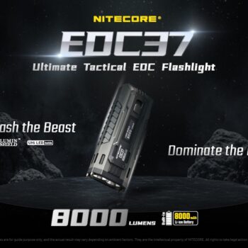 Taskulamp Nitecore EDC37 8000lm, valgusvihu ulatus 420m. USB-C laetav.