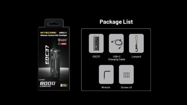 Taskulamp Nitecore EDC37 8000lm, valgusvihu ulatus 420m. USB-C laetav. - Image 36