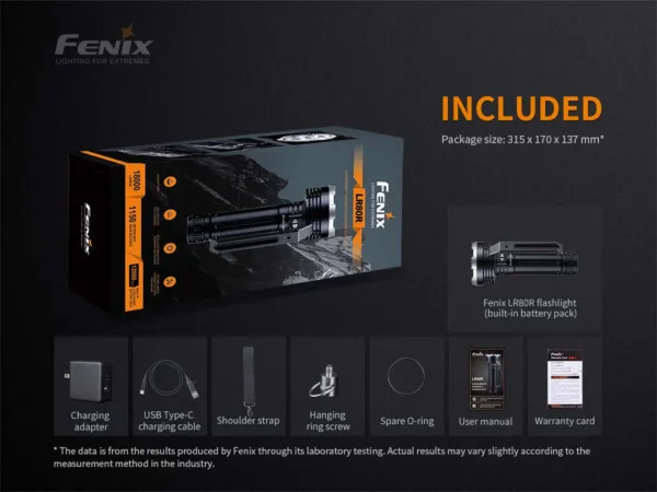 Taskulamp FENIX LR80R LED, 18000 lum, valgusvihu ulatus kuni 1130m, laetav USB-C ga. - Image 17