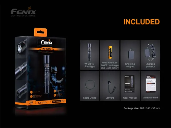 Taskulamp WF30RE IECEx ATEX CSA äärmuslikesse oludesse. LED, 280 lum, valgusvihu ulatus kuni 170m, laetav USB-C ga. - Image 16