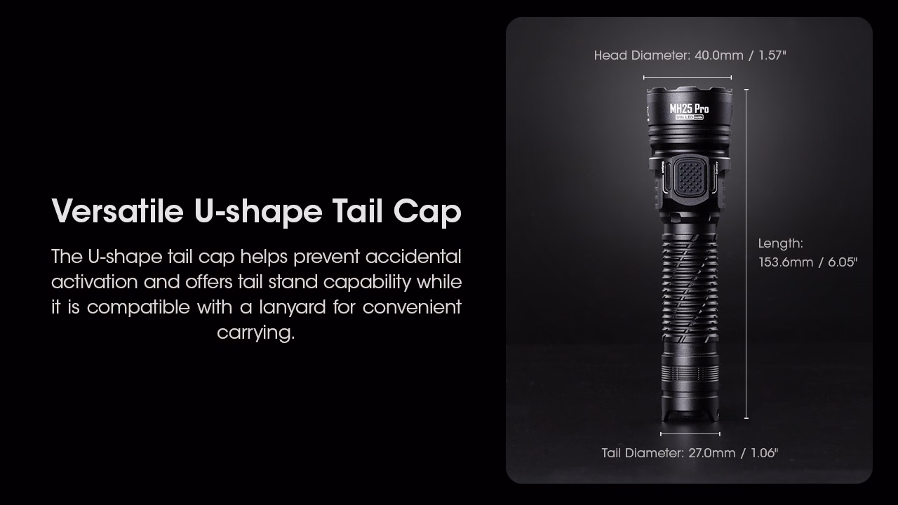Taskulamp Nitecore MH25 Pro. 3300lm valgusvihu ulatus kuni 705m. Laetav USB-Cga. IP68. - Pilt 18