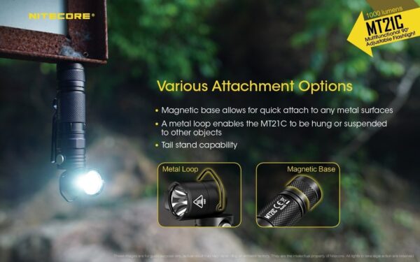 Taskulamp Nitecore MT21C 1000lm, valgusvihu ulatus kuni 184m. Reguleeritava nurgaga. IPX8. - Image 10