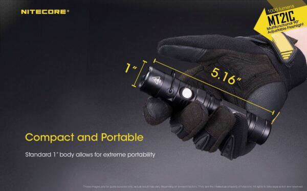 Taskulamp Nitecore MT21C 1000lm, valgusvihu ulatus kuni 184m. Reguleeritava nurgaga. IPX8. - Image 14