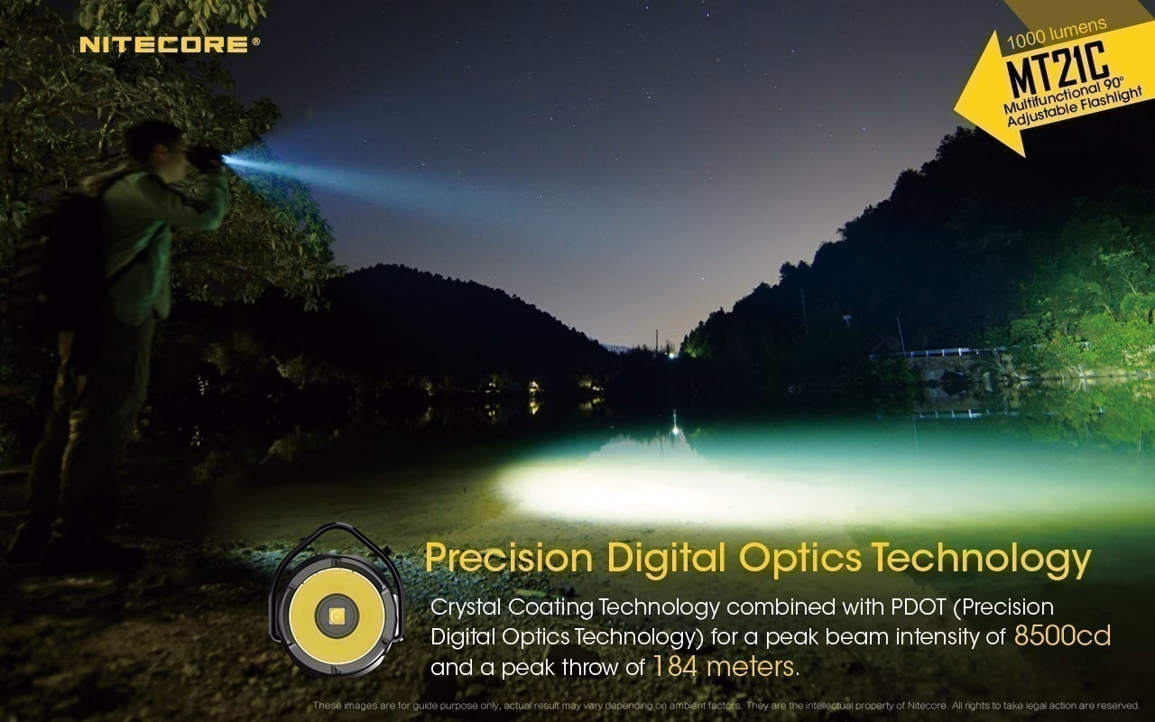 Taskulamp Nitecore MT21C 1000lm, valgusvihu ulatus kuni 184m. Reguleeritava nurgaga. IPX8. - Pilt 16