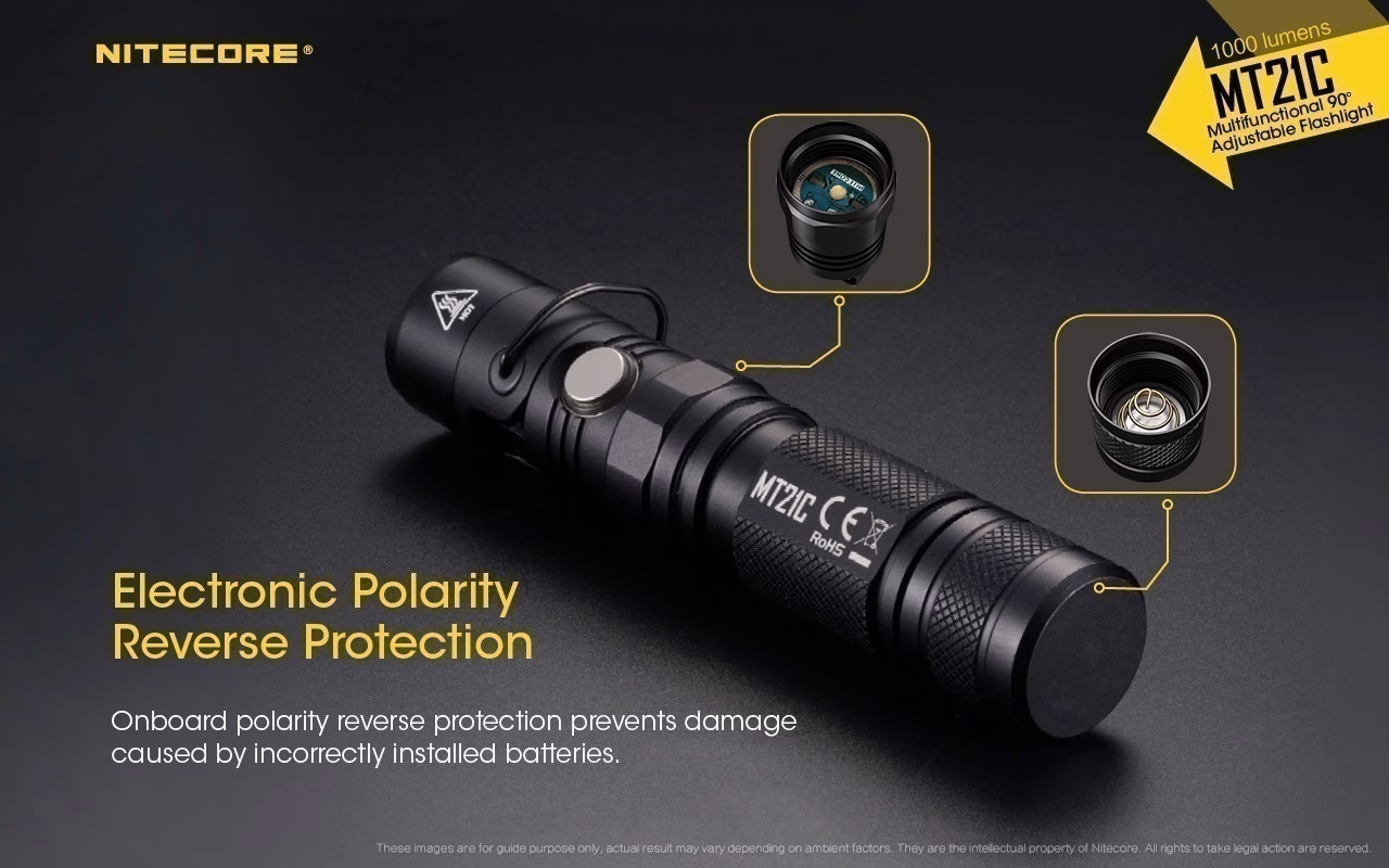 Taskulamp Nitecore MT21C 1000lm, valgusvihu ulatus kuni 184m. Reguleeritava nurgaga. IPX8. - Pilt 20
