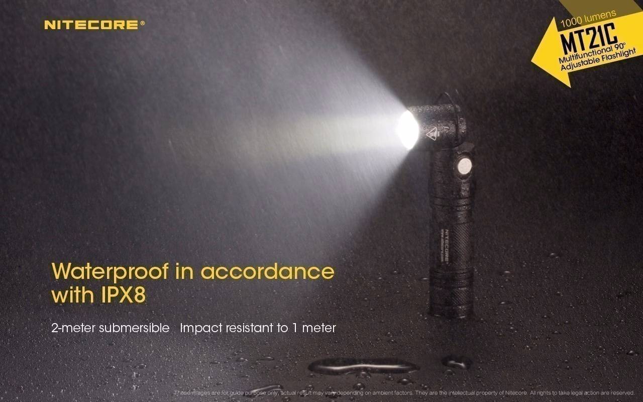 Taskulamp Nitecore MT21C 1000lm, valgusvihu ulatus kuni 184m. Reguleeritava nurgaga. IPX8. - Pilt 22