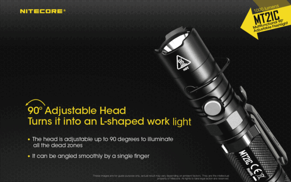 Taskulamp Nitecore MT21C 1000lm, valgusvihu ulatus kuni 184m. Reguleeritava nurgaga. IPX8. - Image 8
