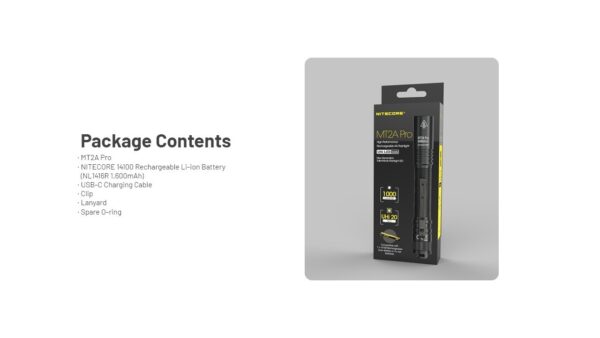 Taskulamp Nitecore MT2A Pro 1000lm, valgusvihu ulatus kuni 255m. LED laetav taskulamp.IP68. - Image 20