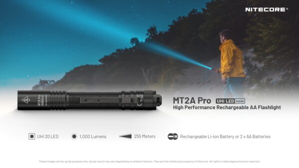 Taskulamp Nitecore MT2A Pro 1000lm, valgusvihu ulatus kuni 255m. LED laetav taskulamp.IP68. - Image 5