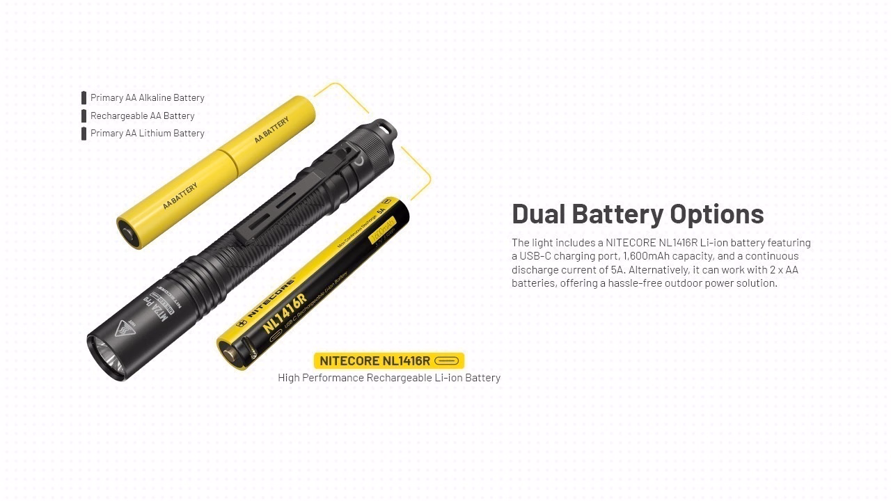Taskulamp Nitecore MT2A Pro 1000lm, valgusvihu ulatus kuni 255m. LED laetav taskulamp.IP68. - Pilt 10