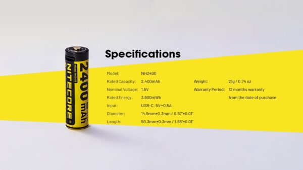 Aku Nitecore NH2400 2400 mAh. USB-C laetav AA aku (1 tk). - Image 12