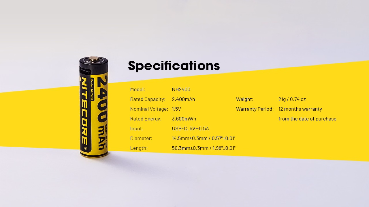 Aku Nitecore NH2400 2400 mAh. USB-C laetavad AA akud (4 tk komplektis). - Pilt 12