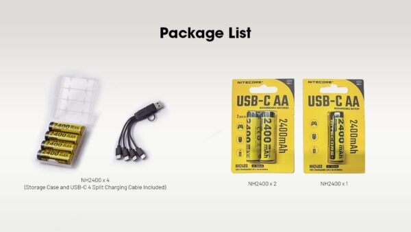 Aku Nitecore NH2400 2400 mAh. USB-C laetav AA aku (1 tk). - Image 13