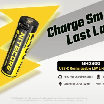 Aku Nitecore NH2400 2400 mAh. USB-C laetavad AA akud (2 tk komplektis).