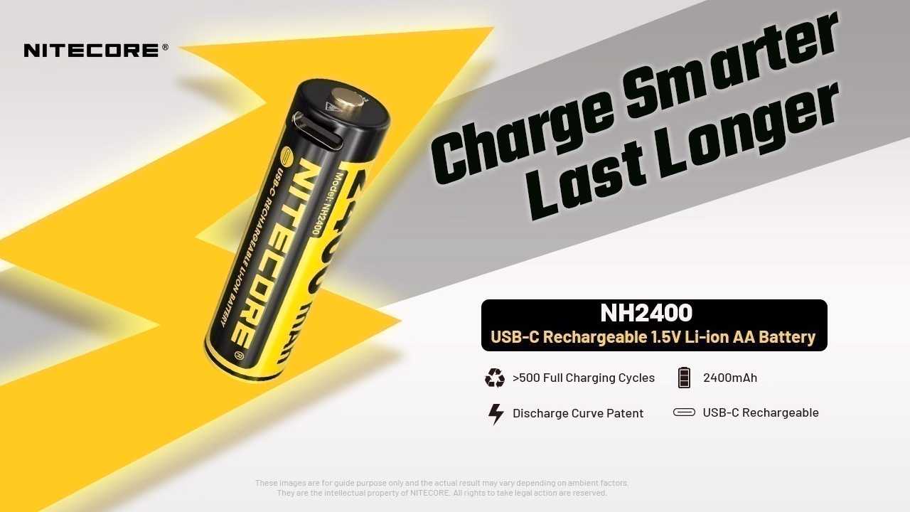 Aku Nitecore NH2400 2400 mAh. USB-C laetavad AA akud (4 tk komplektis). - Pilt 4