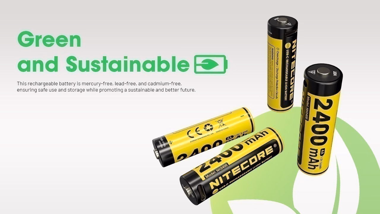 Aku Nitecore NH2400 2400 mAh. USB-C laetavad AA akud (4 tk komplektis). - Pilt 10