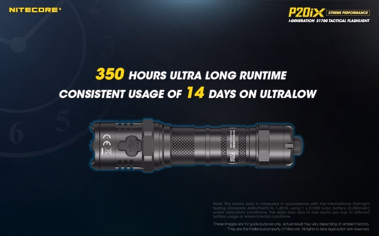 Taskulamp taktikaline Nitecore P20iX 4000lm, valgusvihu ulatus 221m. USB-C laetav. IP68. - Pilt 19