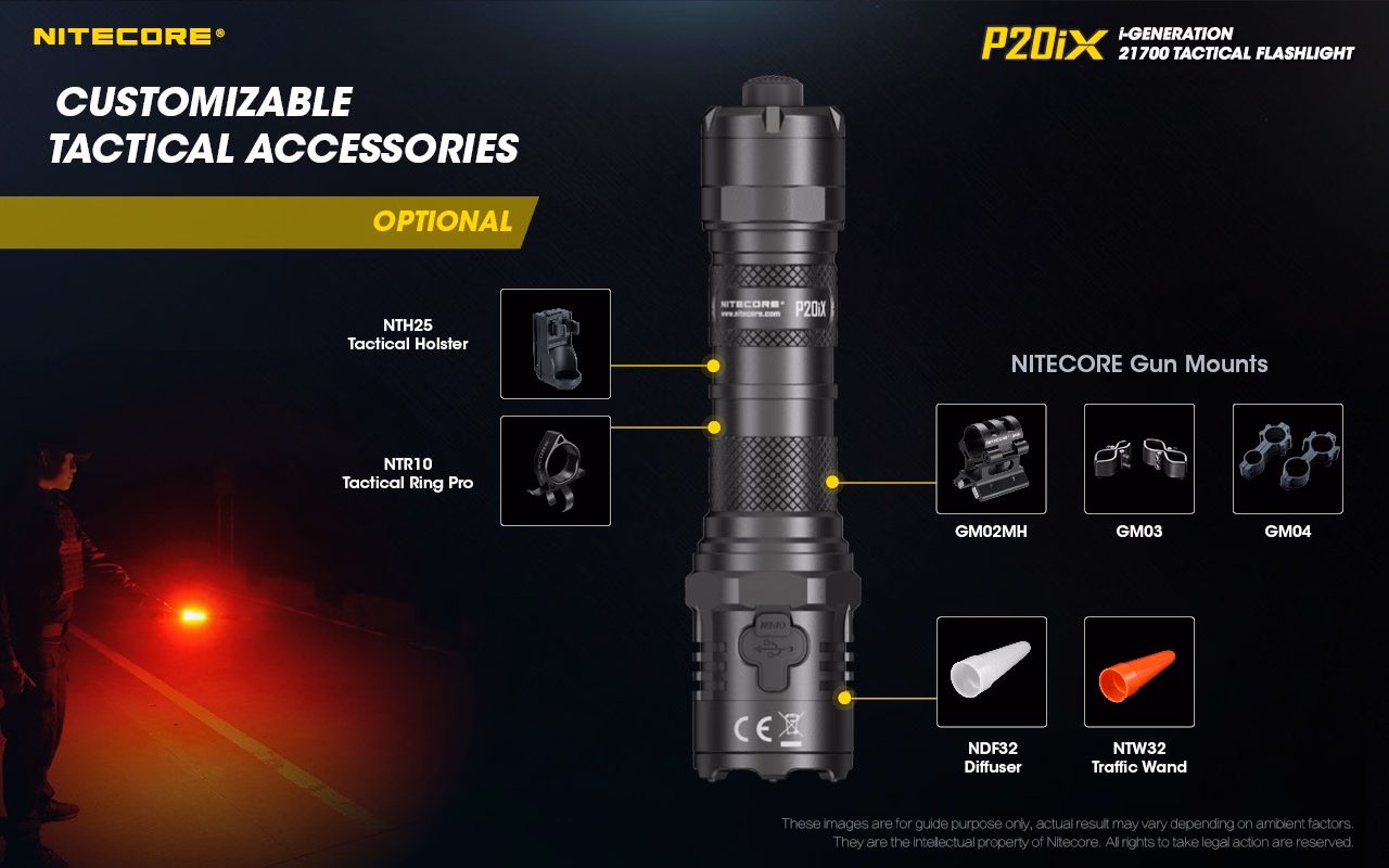 Taskulamp taktikaline Nitecore P20iX 4000lm, valgusvihu ulatus 221m. USB-C laetav. IP68. - Pilt 26