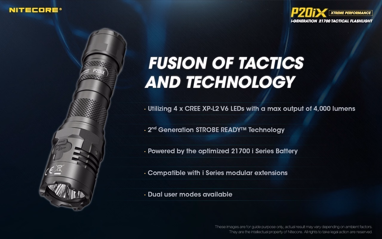 Taskulamp taktikaline Nitecore P20iX 4000lm, valgusvihu ulatus 221m. USB-C laetav. IP68. - Pilt 9