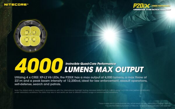 Taskulamp taktikaline Nitecore P20iX 4000lm, valgusvihu ulatus 221m. USB-C laetav. IP68. - Image 10