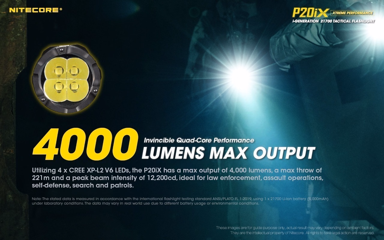 Taskulamp taktikaline Nitecore P20iX 4000lm, valgusvihu ulatus 221m. USB-C laetav. IP68. - Pilt 10