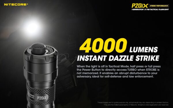 Taskulamp taktikaline Nitecore P20iX 4000lm, valgusvihu ulatus 221m. USB-C laetav. IP68. - Image 11