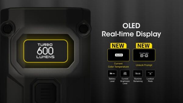 Taskulamp / võtmehoidja Nitecore TINI-3 600lm mitmevärviline, valgusvihu ulatus kuni 90m. USB-C laetav. - Image 13