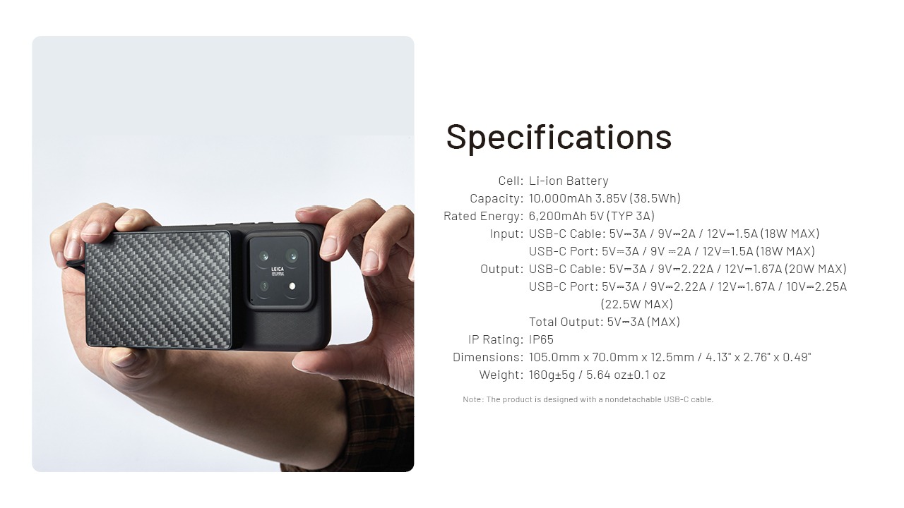 Akupank Nitecore Pocket 10000mAh, akupank sisseehitatud USB-C kaabliga. - Image 15