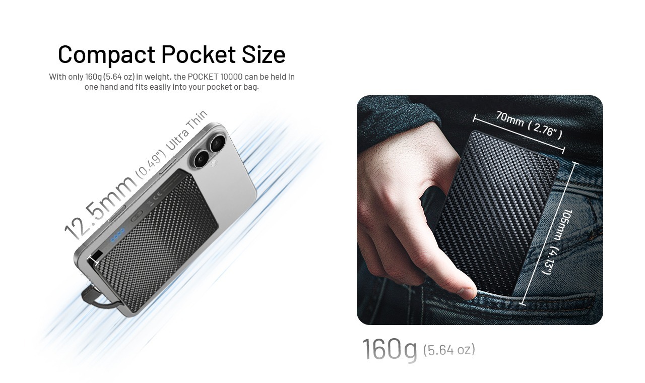 Akupank Nitecore Pocket 10000mAh, akupank sisseehitatud USB-C kaabliga. - Image 7