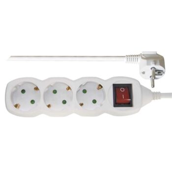 Pikendusjuhe 3m x 3 pesa 1,5mm2 lülitiga valge