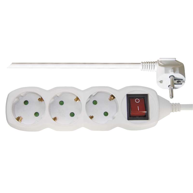 Pikendusjuhe 3m x 3 pesa 1,5mm2 lülitiga valge