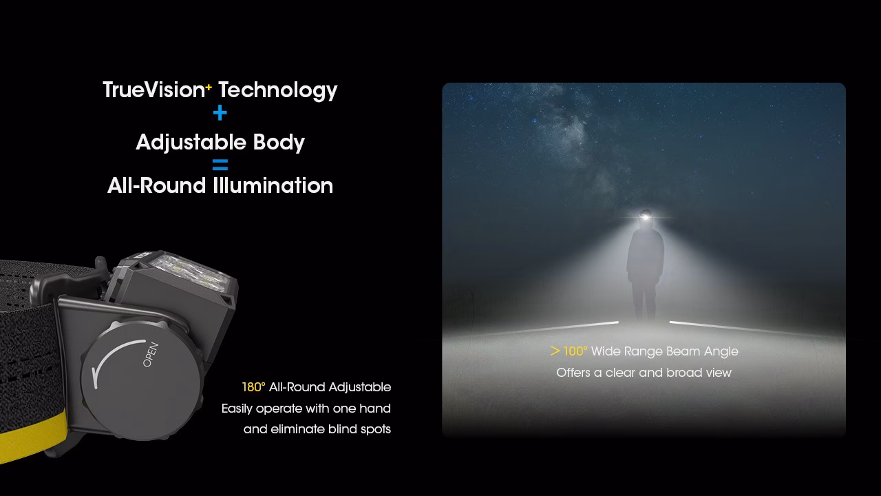 Nitecore HC60 UHE 1600lm USB-C laetav pealamp. 1600lm, valgusvihu ulatus kuni ca.157m. LED laetav. IP68. - Pilt 10
