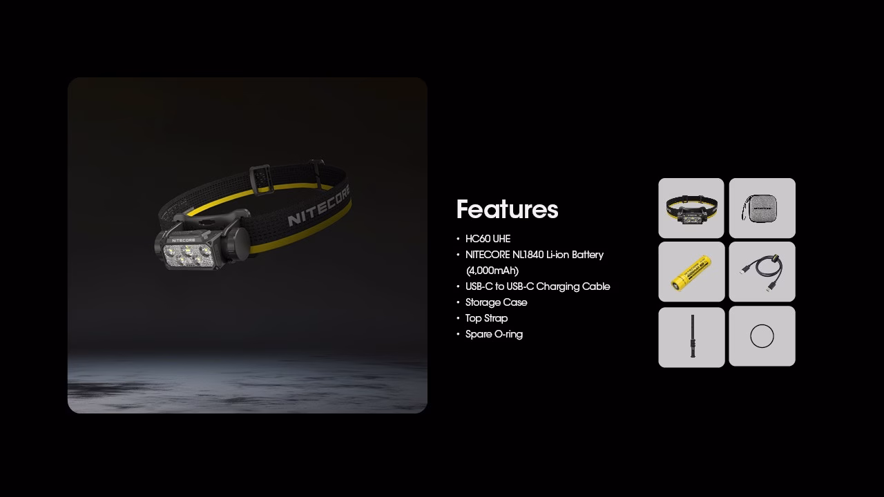 Nitecore HC60 UHE 1600lm USB-C laetav pealamp. 1600lm, valgusvihu ulatus kuni ca.157m. LED laetav. IP68. - Pilt 17