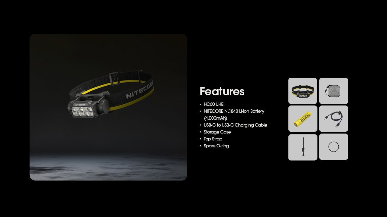 Nitecore HC60 UHE 1600lm USB-C laetav pealamp. 1600lm, valgusvihu ulatus kuni ca.157m. LED laetav. IP68. - Image 17