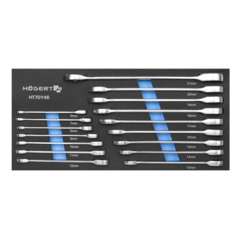 Tööriistakäru komplekt – Leht-silmusvõtmed knarrega 6-21mm CrV 39,5x18cm