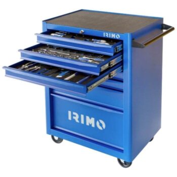 Tööriistakäru 208-osaline IRIMO, sinine, 7 sahtliga, ratastel.