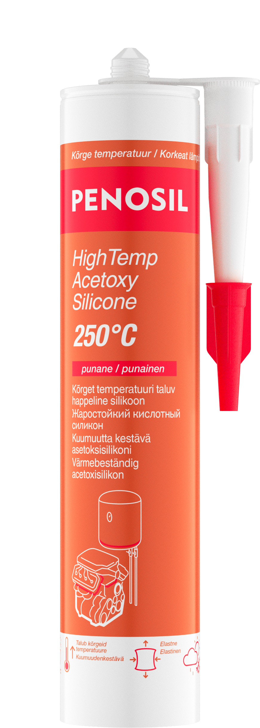 Penosil HighTemp Acetoxy Silicone 250°C red 300ml