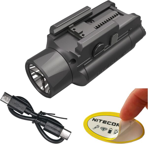 Nitecore NPL35 relvalgusti – 2000 luumenit, strobo funktsioon, laetav magnetpatarei, kompaktne relsikinnitus, IPX6, kahepoolne lüliti